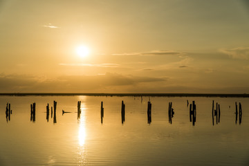 Sunset on a pink Salt Lake, Sivash, Arabat Spit