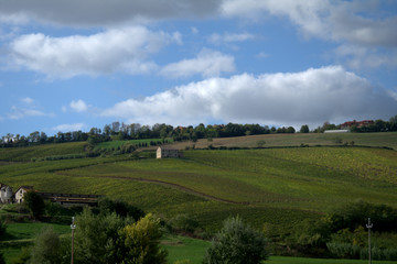 green field,landscape,agriculture,sky,clouds,countryside,rural,hill,panorama