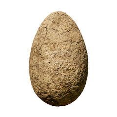 dinosaur egg, ancient stone egg with cracks isolated on white background