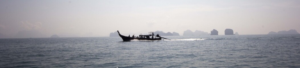 Longtail boat at Koh Yoa Noi Panorama