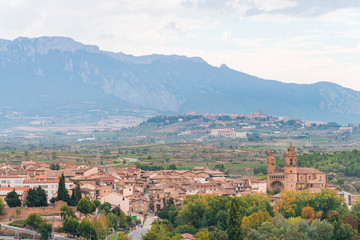 Fototapeta premium countryside town of elciego in la rioja with marques del fiscal winery at background, Spain