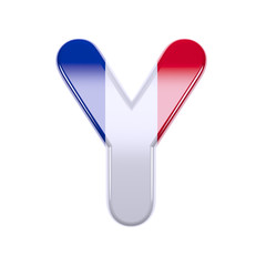 French flag letter Y - Upper-case 3d France font - France, Paris or patriotism concept