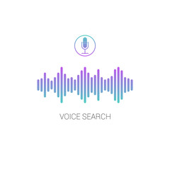 Concept voice search. Sound wave on white background. Vector