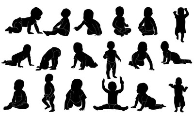 collection of baby image silhouettes