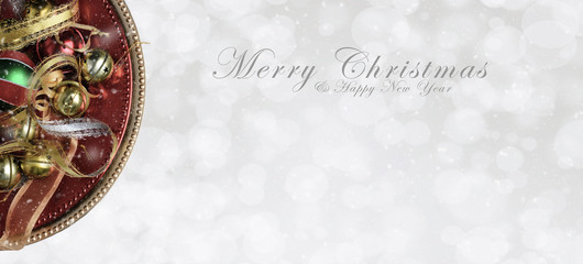 Fototapeta premium Christmas decorations on a red charger