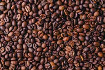 Pile of roasted coffee beans