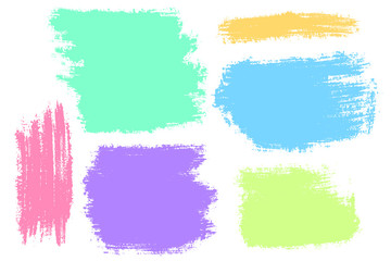 Vector set of hand drawn brush strokes and stains in various geometric shapes for backdrops. Colorful artistic hand drawn rectangular backgrounds.