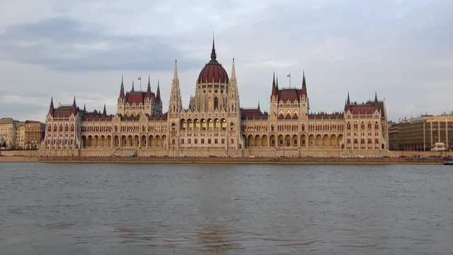 4K footage of the Houses of Parliament in Budapest, Hungary, at sunset