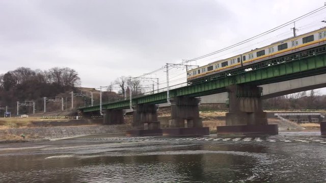 Railway across the bridge