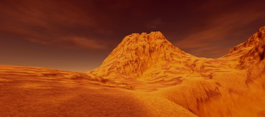 Extremely detailed and realistic high resolution 3D illustration a Mars like landscape