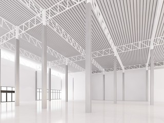 sketch design of interior warehouse, 3d rendering