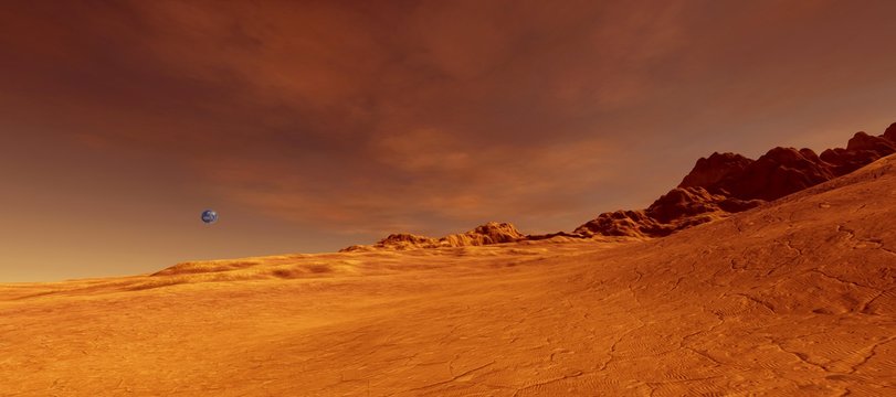 Extremely detailed and realistic high resolution 3d illustration of Mars like planet