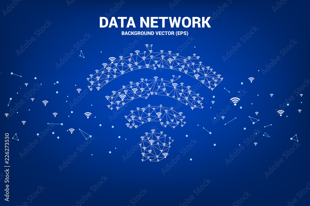 Aufkleber Vector Polygon line connect mobile data icon signage. Concept for mobile and wi-fi data network.