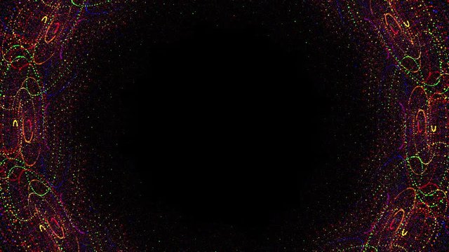 Seamless circle particle border with open center on black