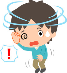 めまいを起こしてよろける男性