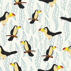 Beautiful bird with Seamless Floral pattern design