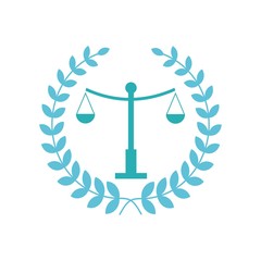 Justice scales lawyer logo, Scales of Justice sign icon. Court of law symbol, Abstract graphic icon, logo design template, symbol for company. low poly style.