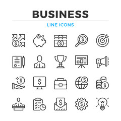 Business line icons set. Modern outline elements, graphic design concepts, simple symbols collection. Vector line icons
