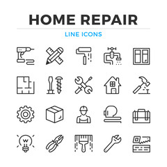 Home repair line icons set. Modern outline elements, graphic design concepts, simple symbols collection. Vector line icons