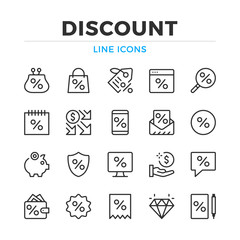 Fototapeta premium Discount line icons set. Modern outline elements, graphic design concepts, simple symbols collection. Vector line icons