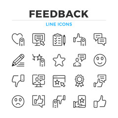 Feedback line icons set. Modern outline elements, graphic design concepts, simple symbols collection. Vector line icons