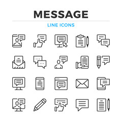 Message line icons set. Modern outline elements, graphic design concepts, simple symbols collection. Vector line icons