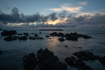 Fototapeta na wymiar Sunset looking out at Mana Island New Zealand 5