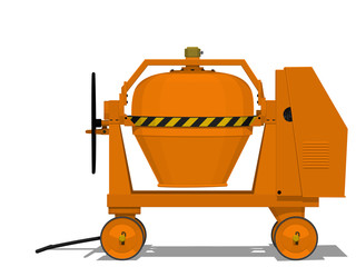 Isolated concrete mixer on transparent background