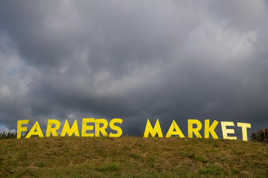 Outdoor Sign Advertising A Local Farmers Market