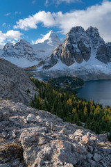 Mount Assiniboine shows her face as the clouds part
