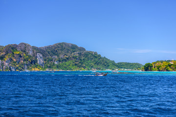 Long tail boat near Phi Phi Don, Andaman sea, Krabi, Thailand