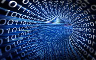 Digital numbers 0 1 panorama