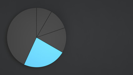 Obraz premium Black pie chart with one blue sector
