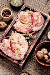 Raw meat selection
