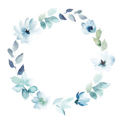 Watercolor floral wreath. Vintage decorative frame. Hand drawn watercolour illustration