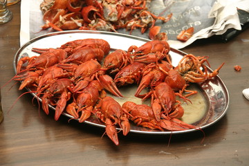 boiled crawfish on a plate