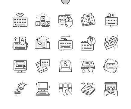 Keyboard Well-crafted Pixel Perfect Vector Thin Line Icons 30 2x Grid for Web Graphics and Apps. Simple Minimal Pictogram