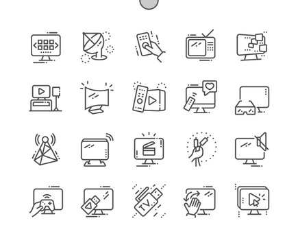 TV Well-crafted Pixel Perfect Vector Thin Line Icons 30 2x Grid for Web Graphics and Apps. Simple Minimal Pictogram