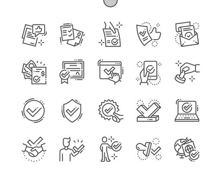 Approve Well-crafted Pixel Perfect Vector Thin Line Icons 30 2x Grid for Web Graphics and Apps. Simple Minimal Pictogram