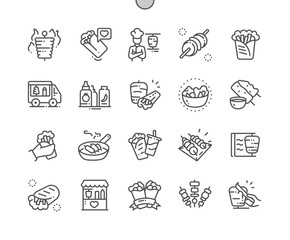 Kebabs Well-crafted Pixel Perfect Vector Thin Line Icons 30 2x Grid for Web Graphics and Apps. Simple Minimal Pictogram