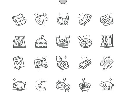 Pork Well-crafted Pixel Perfect Vector Thin Line Icons 30 2x Grid for Web Graphics and Apps. Simple Minimal Pictogram