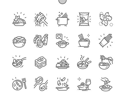 Pasta Well-crafted Pixel Perfect Vector Thin Line Icons 30 2x Grid for Web Graphics and Apps. Simple Minimal Pictogram