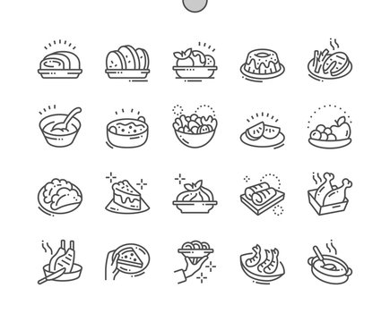 Dishes Well-crafted Pixel Perfect Vector Thin Line Icons 30 2x Grid for Web Graphics and Apps. Simple Minimal Pictogram