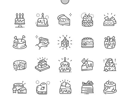 Cakes Well-crafted Pixel Perfect Vector Thin Line Icons 30 2x Grid for Web Graphics and Apps. Simple Minimal Pictogram