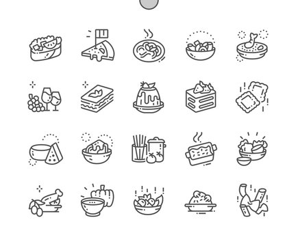 Italian cuisine Well-crafted Pixel Perfect Vector Thin Line Icons 30 2x Grid for Web Graphics and Apps. Simple Minimal Pictogram