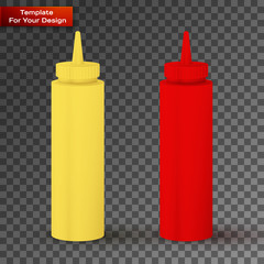 Bottles of ketchup and mustard