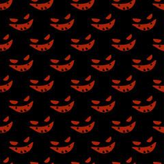 Seamless decorative vector background Happy Halloween. Pumpkins. Doodle. Brushwork. Hand hatching. Can be used for wallpaper, textile, invitation card, wrapping, web page background.