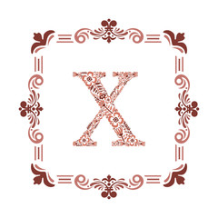 letter X initial with floral vector