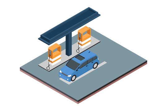 Isometric Gas filling station, Vector illustration