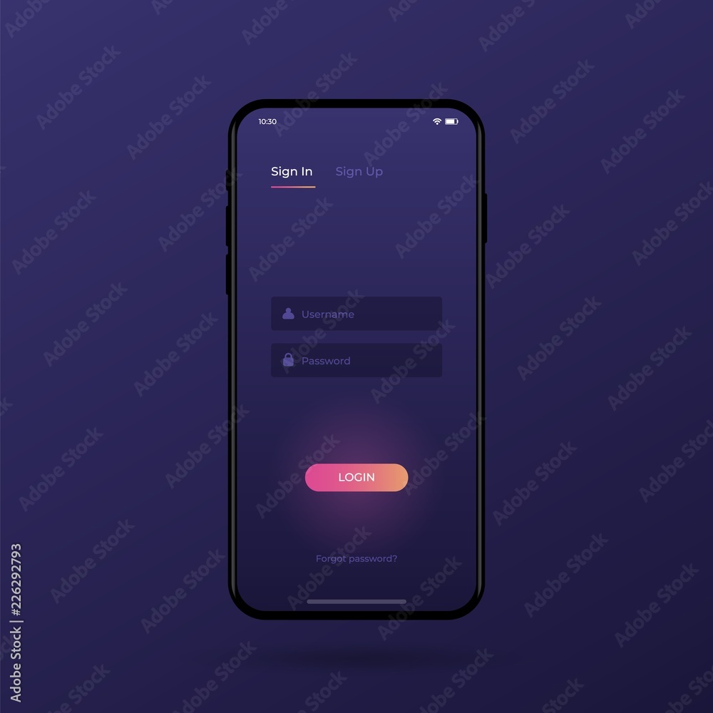 Wall mural sign up screen. clean mobile ui design concept. vector eps 10